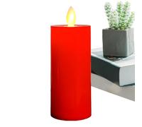 Moving Flame Pillar Candles - Red moving flame candles, Red Battery Power Flickering Wick Candle, Fake Candle, LED Candlee, Protable Table Decoration for Home Party Christmas Decor