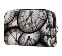 Moving Forward Time Clocks - Bolsa de cosméticos para mujer, neceser de viaje, bolsa organizadora de maquillaje grande con cremallera, multicolor, 18.5x7.5x13cm/7.3x3x5.1in, Neceser