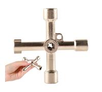 MOVKZACV 4 Vías Multifuncional Utilities Llave, Llave Triangular, Llave Universal para Armario de Control Multifuncional Llave Cruz para Agua Eléctrica Gas Caja