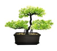 MOVKZACV Árbol bonsái artificial para decoración de habitación para entrada, dormitorio, estética y granja, baño, estantería, habitación, escritorio, 11 x 8.6 pulgadas (verde)