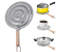 MOVKZACV Placa difusora de calor para estufas de gas y eléctricas, distribución uniforme del calor, prevención de quemaduras, material de hierro y madera
