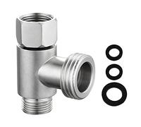 MOVKZACV T Shape Tee Connector, US 3/8" y G 1/2" Interfaz de manguera de conexión Tee, adaptador para manguera de válvula de ángulo, grifo de rociador de bidé de inodoro (plata)