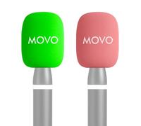 Movo HWS-1 - Parabrisas de colores - Paquete de 2 fundas de espuma para micrófonos Lavalier - Parabrisas de micrófono rosa y verde compatibles con WMX-HM2 Handle & Rode Interview GO