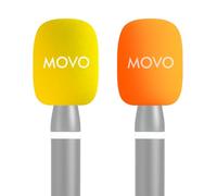 Movo HWS-2 - Parabrisas de colores WMX-HM2 y Rode Interview GO - Paquete de 2 fundas de espuma para micrófonos Lavalier - Parabrisas de micrófono amarillo y naranja para entrevistas y creación de