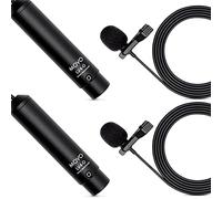 Movo LV4-O2 Micrófono XLR Omnidireccional Corbata con Alimentación Phantom, con Clips de Solapa y Pantallas contra el Viento (Paquete de 2)