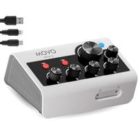 Movo MDX-2 - Interfaz de audio portátil de 2 canales, diseño compacto, funciona con pilas, compatible con PC, Mac, iPhone, iPad y Android, alimentación Phantom de 48 V, USB-A, USB-C y cables Lightning