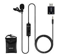 Movo Micrófono USB de Solapa Universal Ordenador con Adaptador USB Compatible con portátiles, Ordenadores de Escritorio, PC y Mac, teléfonos Inteligentes, cámaras, y podcasting