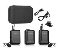 Movo Sistema de micrófono de Solapa inalámbrico WMX-1-DUO de 2,4 GHz Compatible con cámaras DSLR, videocámaras, iPhone, teléfonos Inteligentes Android y tabletas (Rango de Audio de 60 Metros)