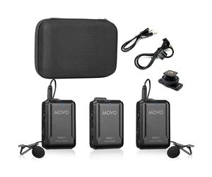 Movo Sistema de micrófono de Solapa inalámbrico WMX-1-DUO de 2,4 GHz Compatible con cámaras DSLR, videocámaras, iPhone, teléfonos Inteligentes Android y tabletas (Rango de Audio de 60 Metros)