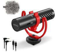 Movo VXR10-AI - Micrófono de escopeta con cancelación de ruido AI - Micrófono de cámara para DSLR, smartphone y computadora - Micrófono supercardioide en la cámara con cables USB-C y de 3.5 mm