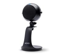 Movo WebMic Micrófono USB con soporte de escritorio en negro, micrófono de condensador cardioide para computadora para PC y Mac con ganancia de micrófono, monitoreo de auriculares, para juegos,