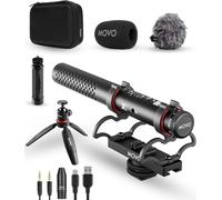 Movo X1 - Micrófono supercardioide de escopeta, micrófono de cámara XLR/USB-C de 3,5 mm para DSLR, smartphones y computadoras, micrófono profesional en la cámara con controles de audio avanzados