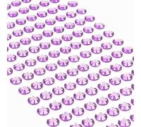 Movoja - Diamantes de imitación redondos y brillantes, autoadhesivos, para decorar y hacer manualidades, 220 unidades, 8 mm, color lila
