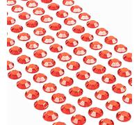 Movoja - Diamantes de imitación redondos y brillantes, autoadhesivos, para decorar y hacer manualidades, 147 unidades, 10 mm, color rojo
