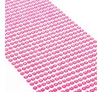 Movoja Piedras de estrás rosas, redondas, 880 unidades, 4 mm, autoadhesivas, para decorar y manualidades, piedras preciosas para pegar, piedras decorativas para manualidades, color rosa