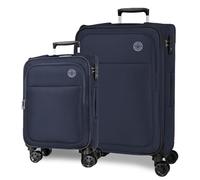 Movom Atlanta Juego de Maletas Azul 55/66 cms Blanda Poliéster Cierre TSA 93L 6,3 kgs 4 Ruedas Dobles Equipaje Mano