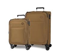 Movom Atlanta Juego de Maletas Champagne 42x66x25 cm Blanda Cierre TSA 59L 3,3kg 4 Ruedas Dobles Extensible Equipaje de Mano