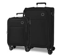 Movom Atlanta Juego de Maletas Negro 55/66 cms Blanda Poliéster Cierre TSA 93L 6,3 kgs 4 Ruedas Dobles Equipaje Mano