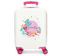 MOVOM Butterfly Maleta de Cabina Blanco 33x50x20 cms Rígida ABS Cierre de combinación Lateral 28,4L 2 kgs 4 Ruedas Dobles Equipaje Mano