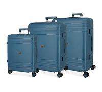 Movom Dimension Juego de maletas Azul 55/66/75 cms Rígida Polipropileno Cierre TSA 216L 11,3 kgs 4 Ruedas dobles Equipaje de Mano