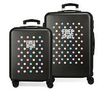 Movom Free Dots Juego de Maletas Rígida 4 Ruedas Dobles, Negro
