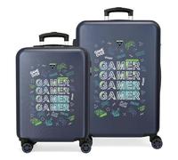 Movom Game Over Juego de Maletas Azul 55/65 cms Rígido 5,6 kgs Cierre de combinación Lateral ABS 5,6 kgs 91L Equipaje de Mano