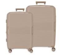 Movom Inari Juego de Maletas Beige 68/78 cm Rígida Polipropileno Cierre TSA Integrado 189L 8kg 4 Ruedas Dobles Extensible Equipaje de Mano