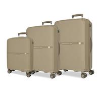 Movom Noon Juego de Maletas Beige 56/66/76 cms Rígido 2,8 kgs Cierre TSA Polipropileno 2,8 kgs 219,5L Equipaje de Mano