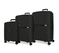 Movom Noon Juego de Maletas Negro 56/66/76 cms Rígido 2,8 kgs Cierre TSA Polipropileno 2,8 kgs 219,5L Equipaje de Mano