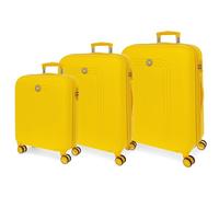 Movom Riga Juego de Maletas Amarillo 55/70/80 cms Rígida ABS Cierre TSA 91L 10,88 kgs 4 Ruedas Dobles Equipaje Mano
