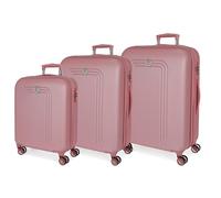 Movom Riga Juego de Maletas Rígida, Rosa, 4 Ruedas Dobles
