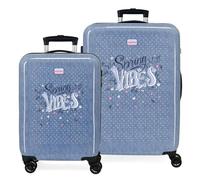 Movom Spring Vibes Juego de Maletas Azul 55/65 cms Rígida ABS Cierre de combinación Lateral 91L 6 kgs Equipaje de Mano