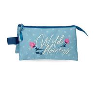 Movom Wild Flowers Estuche Triple Azul 22x12x5 cms Poliéster