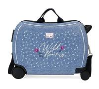 Movom Wild flowers Maleta Infantil Azul 50x39x20 cms Rígida ABS Cierre de combinación lateral 34L 1,8 kgs 4 Ruedas Equipaje de Mano