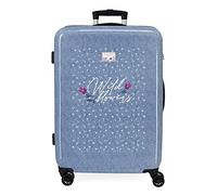 Movom Wild flowers Maleta mediana Azul 45x68x26 cms Rígida ABS Cierre de combinación lateral 70L 3 kgs 4 Ruedas Dobles