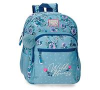 Movom Wild flowers Mochila Escolar Adaptable a Carro Azul 30x38x12 cms Poliéster 13,68L