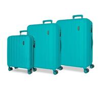 Movom Wood Juego de Maletas Azul 55/68/78 cms Rígido 11,4 kgs Cierre TSA ABS 11,4 kgs 190L Extensible Equipaje de Mano