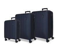 Movom Wood Juego de Maletas, Azul, Rígida, 4 Ruedas Dobles