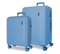 Movom Wood Juego de Maletas Denim 48x68x27 cm Rígida ABS Cierre TSA Integrado 109L 6,3kg 4 Ruedas Dobles Extensible Equipaje de Mano