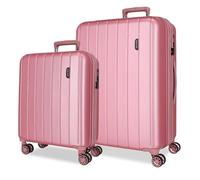Movom Wood Juego de Maletas Rosa 55/68 cms Rígido 6,6 kgs Cierre TSA ABS 6,6 kgs 109L Extensible Equipaje de Mano