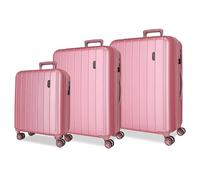 Movom Wood Juego de Maletas Rosa 55/68/78 cms Rígido 11,4 kgs Cierre TSA ABS 11,4 kgs 190L Extensible Equipaje de Mano