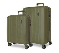 MOVOM Wood, Maleta de Cabina, Equipaje, Interior con Dos Compartimentos, Fabricada en ABS Material Resistente y Ligero, 4 Ruedas giratoriasCierre de combinación Lateral, De Joumma Bags