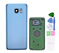 MovTEK Tapa Trasera Bateria de Cristal Trasero Original para Samsung Galaxy S7 G930F con Lente de Cámara Azul