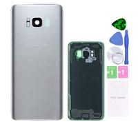 MovTEK Tapa Trasera Bateria de Cristal Trasero Original para Samsung Galaxy S8 G950F con Lente de Cámara (Plata Ártico)