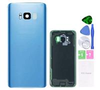 MovTEK Tapa Trasera Bateria de Cristal Trasero Original para Samsung Galaxy S8 G950F con Lente de Cámara (Azul Coral)