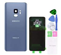 MovTEK Tapa Trasera Bateria de Cristal Trasero Original para Samsung Galaxy S9 G960F con Lente de Cámara (Azul Coral)