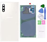 MovTEK Tapa Trasera Cristal Trasero Original para Samsung Note10+ Plus N975F /5G N976B con Lente de Camara y Kit de Herramientas (Aura Blanco)