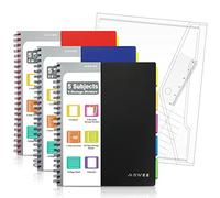 MOWEE Cuaderno de 5 materias, paquete de 3 cuadernos rayados universitarios con bolsillos divisores de almacenamiento, pestañas de índice, regla de 11 pulgadas, 100 hojas de 200 páginas, para escuela