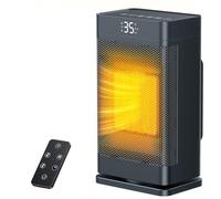 Mowend Calefactor de 1500 W con termostato y ventilador cerámico PTC, modo ECO, protección contra sobrecalentamiento y vuelcos, oscilación de 75°, 2 en 1, ahorro de energía para interiores- YND-1200H