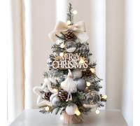 MOWEO 45cm/60cm DIY Mini Árbol de Navidad de sobremesa, Nuevo Árbol de Navidad con Luces,con Adornos Colgantes y Base de Madera decoración navideña de Interior para Espacios pequeños.